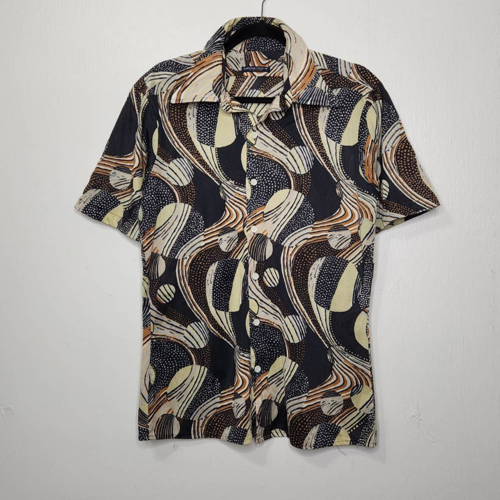 Vintage 70s Groovy Hippie Rockabilly Art Abstract All Over Rare Earth Button - Picture 2 of 7